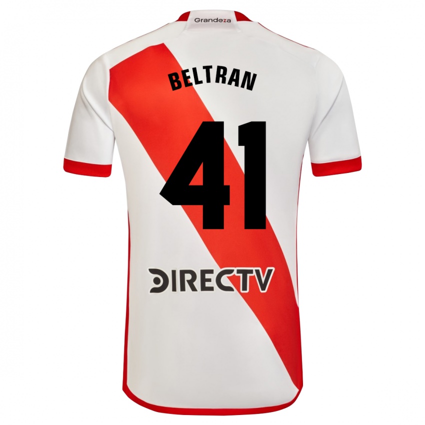 Niño Camiseta Santiago Beltrán #41 Blanco Rojo 1ª Equipación 2024/25 La Camisa Chile