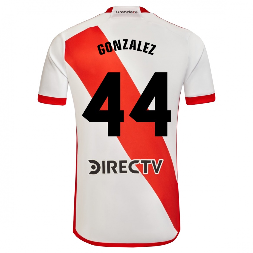 Niño Camiseta Alexis González #44 Blanco Rojo 1ª Equipación 2024/25 La Camisa Chile