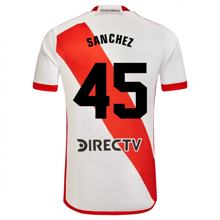 Niño Camiseta Sebastián Sánchez #45 Blanco Rojo 1ª Equipación 2024/25 La Camisa Chile