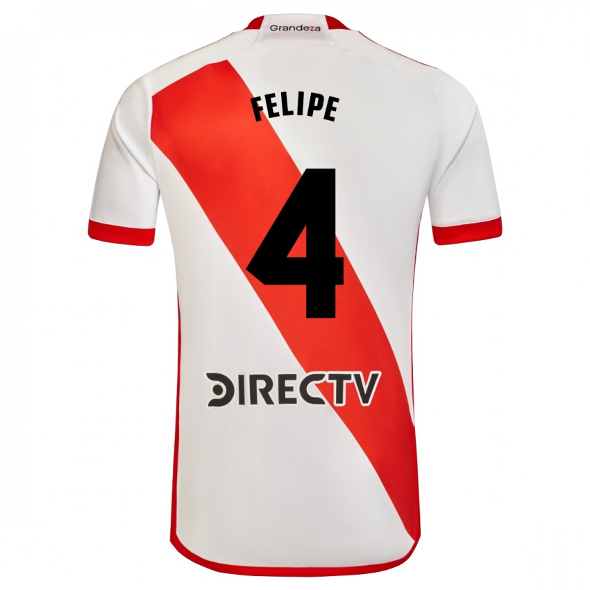 Niño Camiseta Carina Felipe Silva #4 Blanco Rojo 1ª Equipación 2024/25 La Camisa Chile