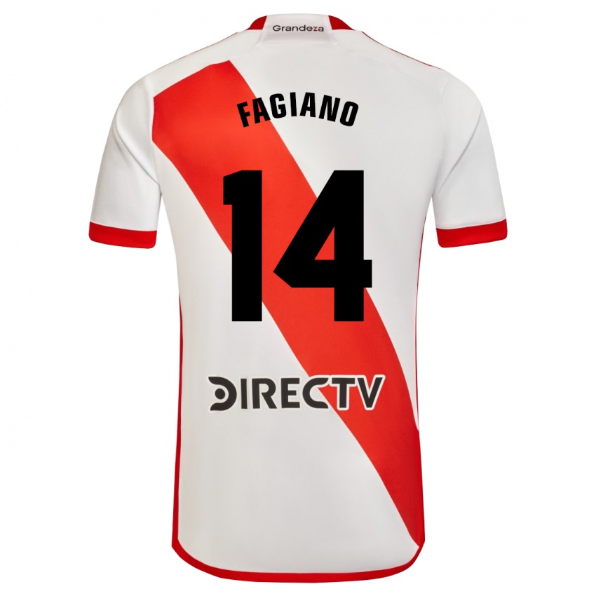 Niño Camiseta Paloma Fagiano #14 Blanco Rojo 1ª Equipación 2024/25 La Camisa Chile