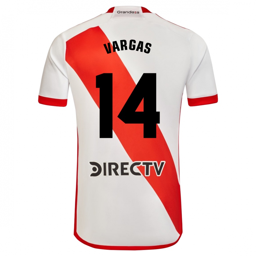 Niño Camiseta Agustina Vargas #14 Blanco Rojo 1ª Equipación 2024/25 La Camisa Chile