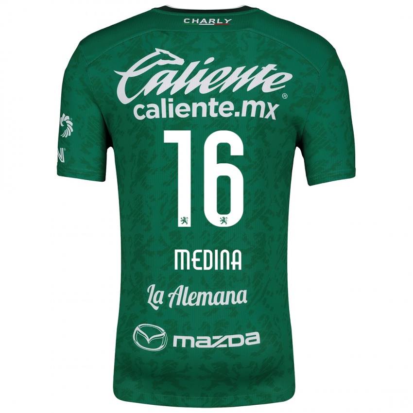 Niño Camiseta Alan Medina #16 Verde Blanco 1ª Equipación 2024/25 La Camisa Chile