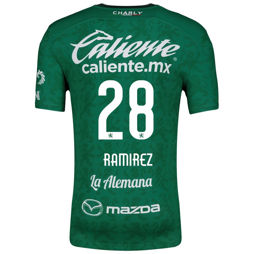 Niño Camiseta David Ramírez #28 Verde Blanco 1ª Equipación 2024/25 La Camisa Chile