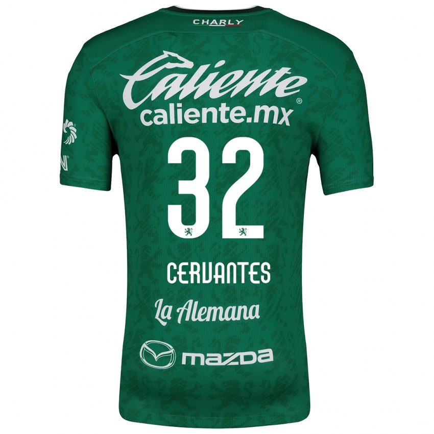 Niño Camiseta Luis Cervantes #32 Verde Blanco 1ª Equipación 2024/25 La Camisa Chile