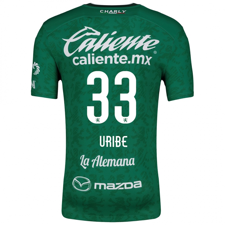 Niño Camiseta Héctor Uribe #33 Verde Blanco 1ª Equipación 2024/25 La Camisa Chile