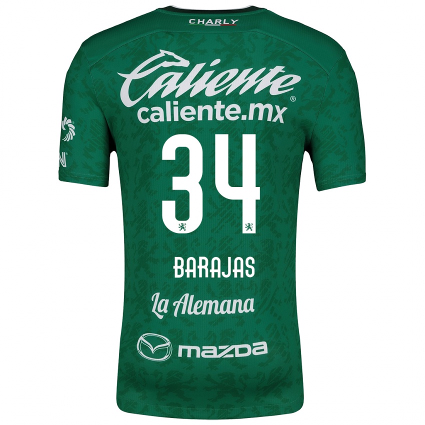 Niño Camiseta Víctor Barajas #34 Verde Blanco 1ª Equipación 2024/25 La Camisa Chile