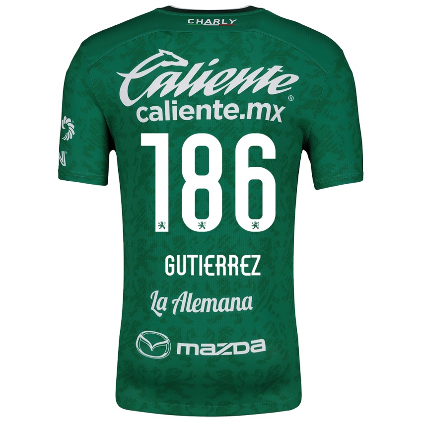 Niño Camiseta Alan Gutiérrez #186 Verde Blanco 1ª Equipación 2024/25 La Camisa Chile