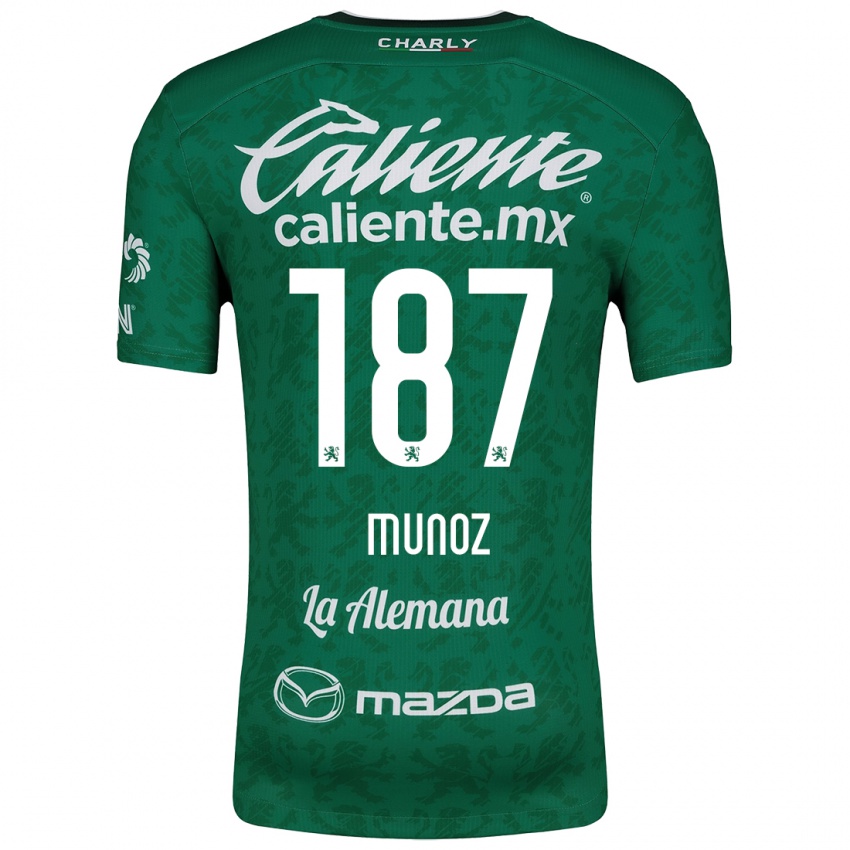 Niño Camiseta Diego Muñoz #187 Verde Blanco 1ª Equipación 2024/25 La Camisa Chile