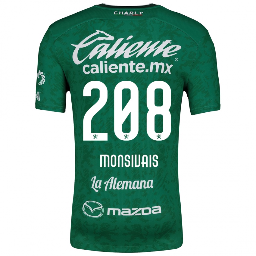 Niño Camiseta Daniel Monsivaís #208 Verde Blanco 1ª Equipación 2024/25 La Camisa Chile