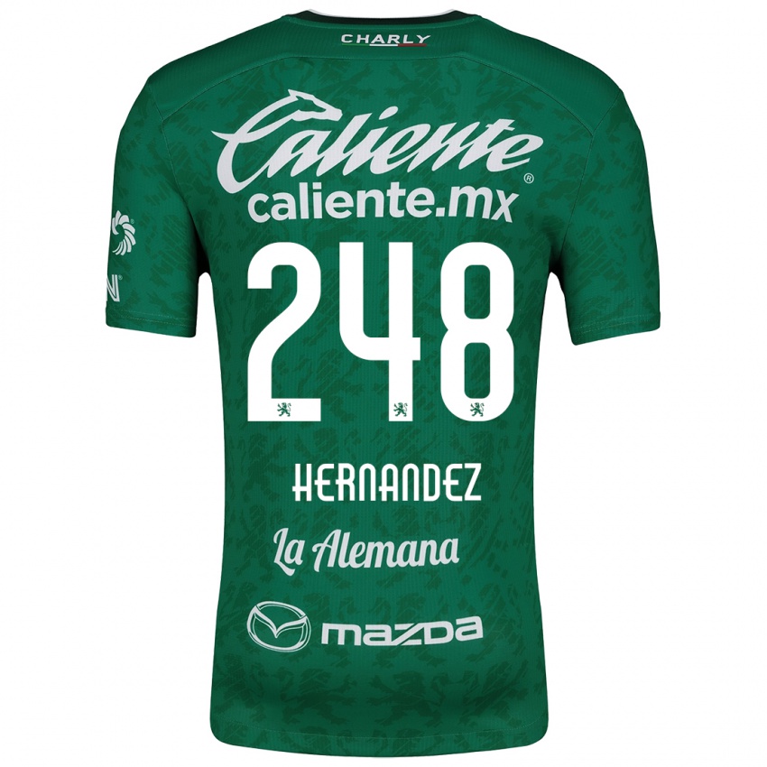 Niño Camiseta Fernando Hernández #248 Verde Blanco 1ª Equipación 2024/25 La Camisa Chile