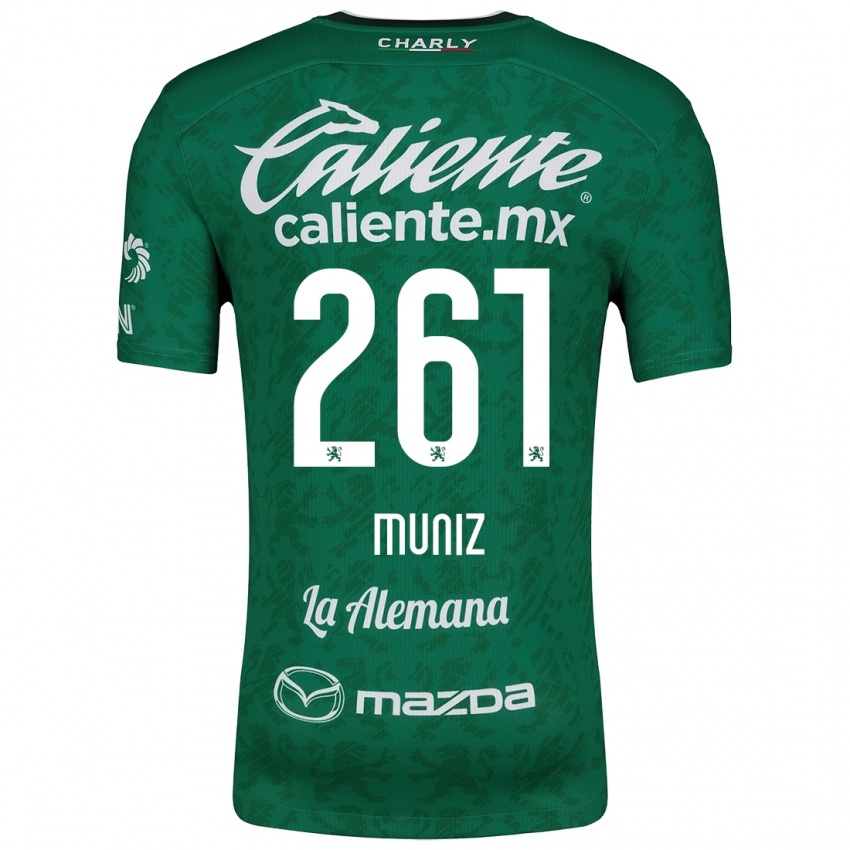 Niño Camiseta César Muñiz #261 Verde Blanco 1ª Equipación 2024/25 La Camisa Chile