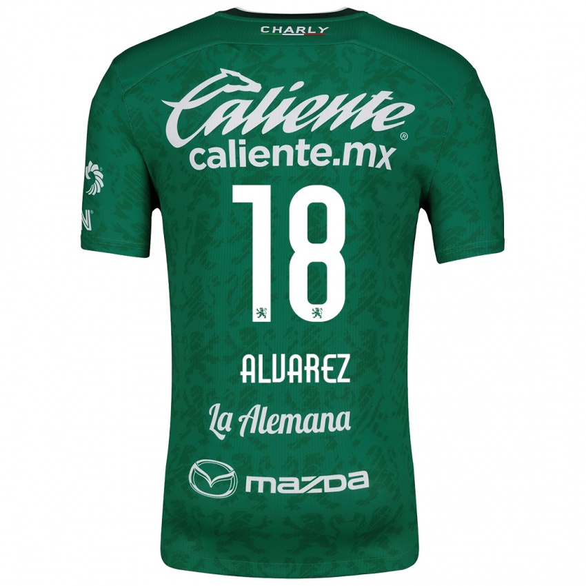 Niño Camiseta Yazmin Álvarez #18 Verde Blanco 1ª Equipación 2024/25 La Camisa Chile