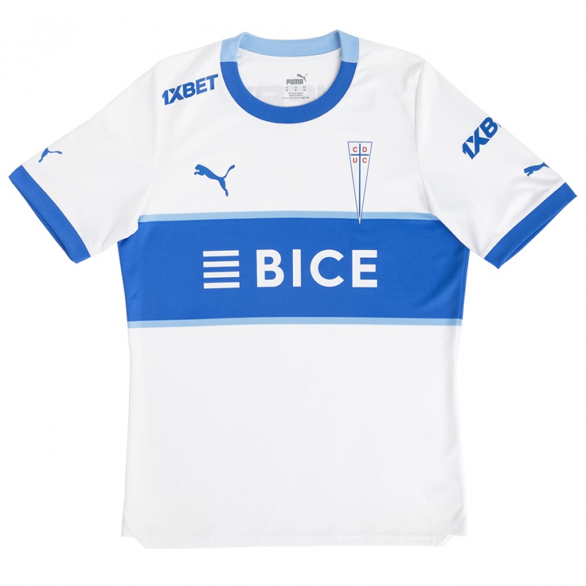 Niño Camiseta César Pinares #10 Blanco Azul 1ª Equipación 2024/25 La Camisa Chile