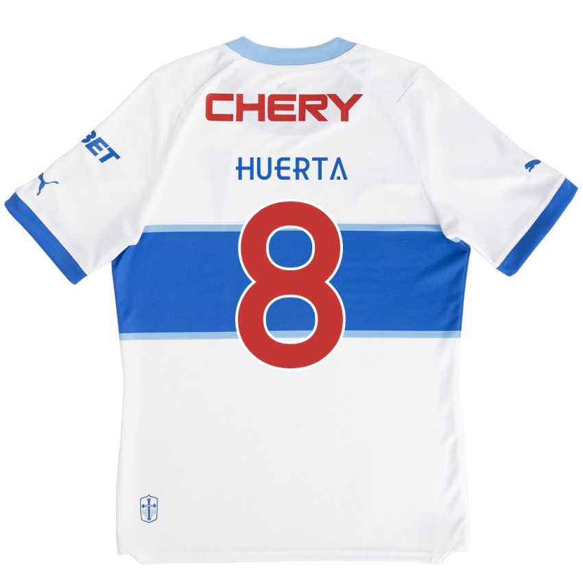 Niño Camiseta Valber Huerta #8 Blanco Azul 1ª Equipación 2024/25 La Camisa Chile