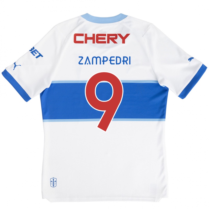 Niño Camiseta Fernando Zampedri #9 Blanco Azul 1ª Equipación 2024/25 La Camisa Chile