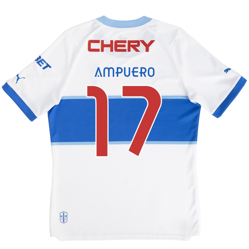 Niño Camiseta Branco Ampuero #17 Blanco Azul 1ª Equipación 2024/25 La Camisa Chile