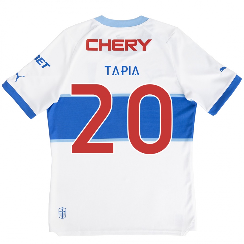 Niño Camiseta Gonzalo Tapia #20 Blanco Azul 1ª Equipación 2024/25 La Camisa Chile