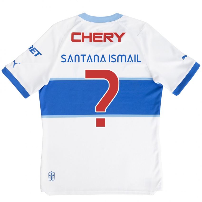 Niño Camiseta Benjamin Santana Ismail #0 Blanco Azul 1ª Equipación 2024/25 La Camisa Chile