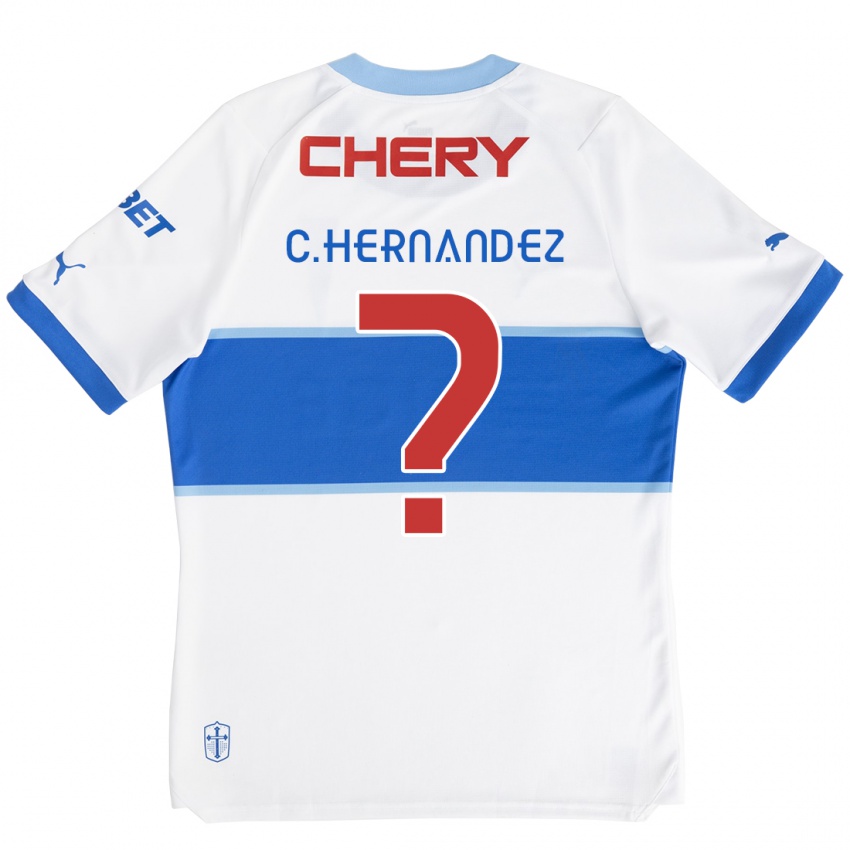 Niño Camiseta Camilo Hernández #0 Blanco Azul 1ª Equipación 2024/25 La Camisa Chile