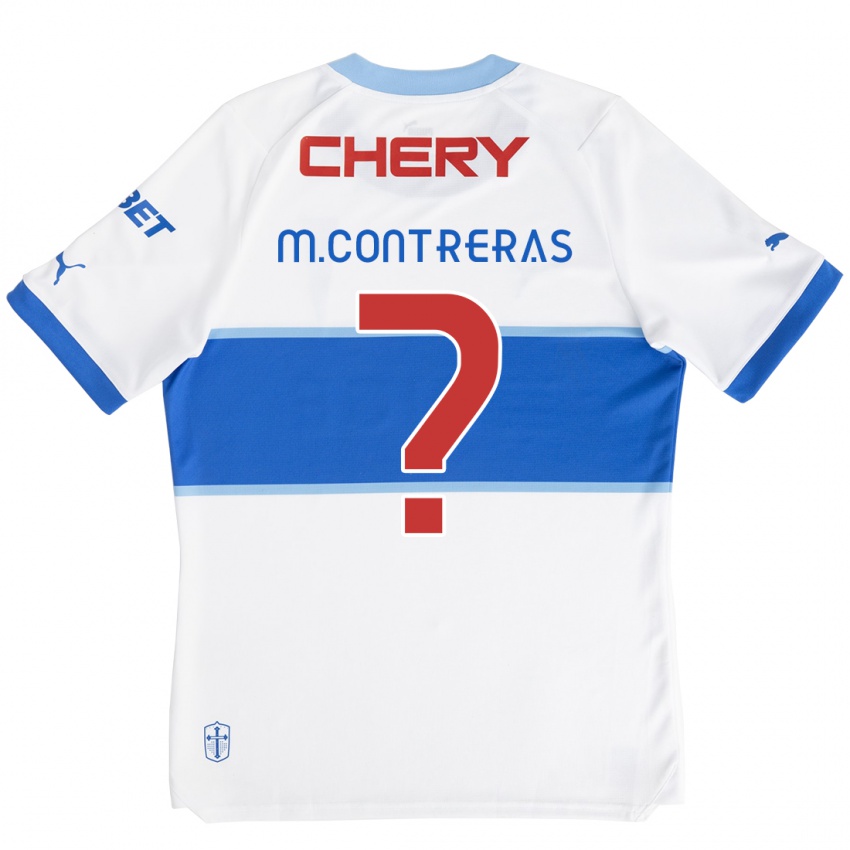 Niño Camiseta Mathías Contreras #0 Blanco Azul 1ª Equipación 2024/25 La Camisa Chile