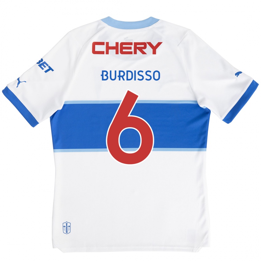 Niño Camiseta Guillermo Burdisso #6 Blanco Azul 1ª Equipación 2024/25 La Camisa Chile