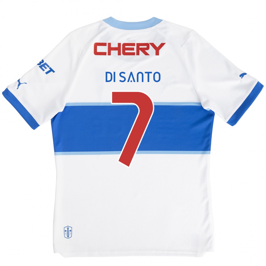 Niño Camiseta Franco Di Santo #7 Blanco Azul 1ª Equipación 2024/25 La Camisa Chile