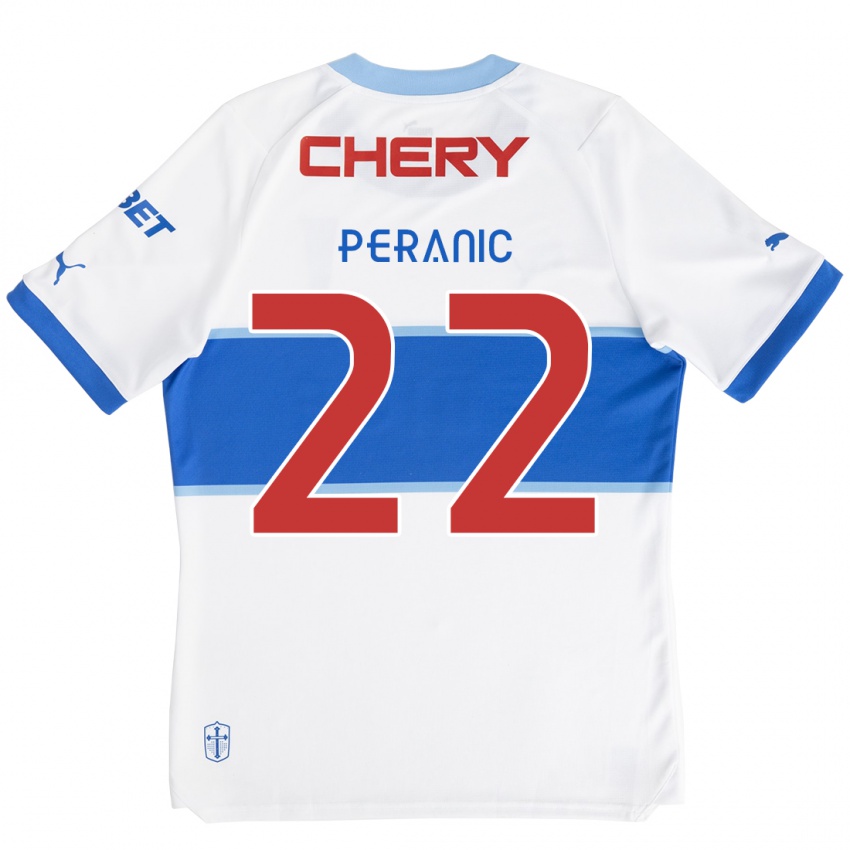 Niño Camiseta Nicolás Peranic #22 Blanco Azul 1ª Equipación 2024/25 La Camisa Chile