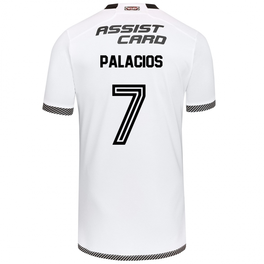 Niño Camiseta Carlos Palacios #7 Blanco Negro 1ª Equipación 2024/25 La Camisa Chile