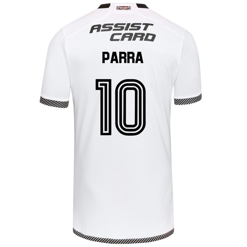 Niño Camiseta Pablo Parra #10 Blanco Negro 1ª Equipación 2024/25 La Camisa Chile