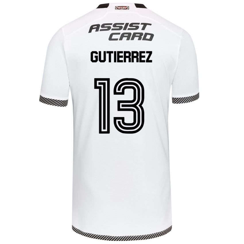 Niño Camiseta Bruno Gutiérrez #13 Blanco Negro 1ª Equipación 2024/25 La Camisa Chile