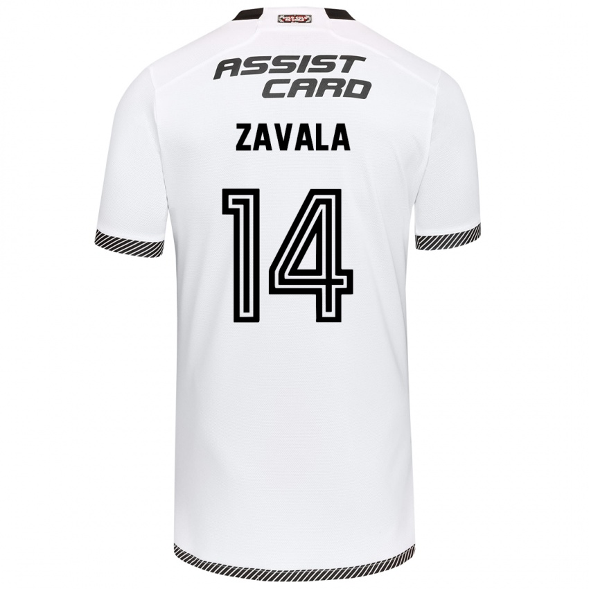 Niño Camiseta Cristián Zavala #14 Blanco Negro 1ª Equipación 2024/25 La Camisa Chile