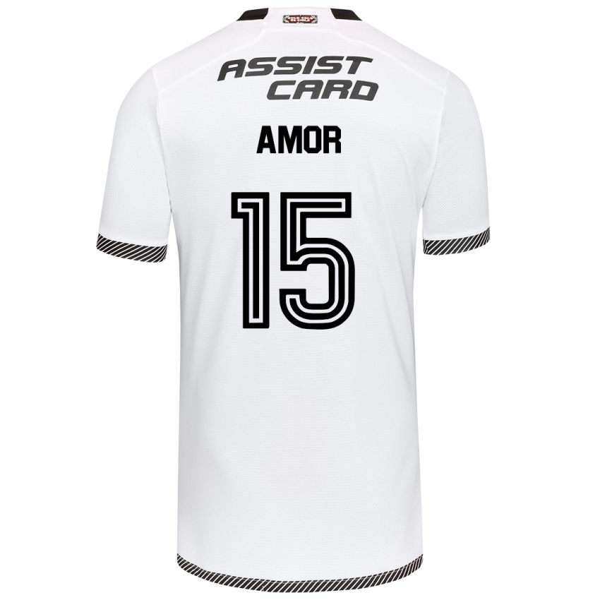 Niño Camiseta Emiliano Amor #15 Blanco Negro 1ª Equipación 2024/25 La Camisa Chile