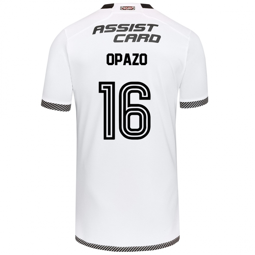 Niño Camiseta Óscar Opazo #16 Blanco Negro 1ª Equipación 2024/25 La Camisa Chile