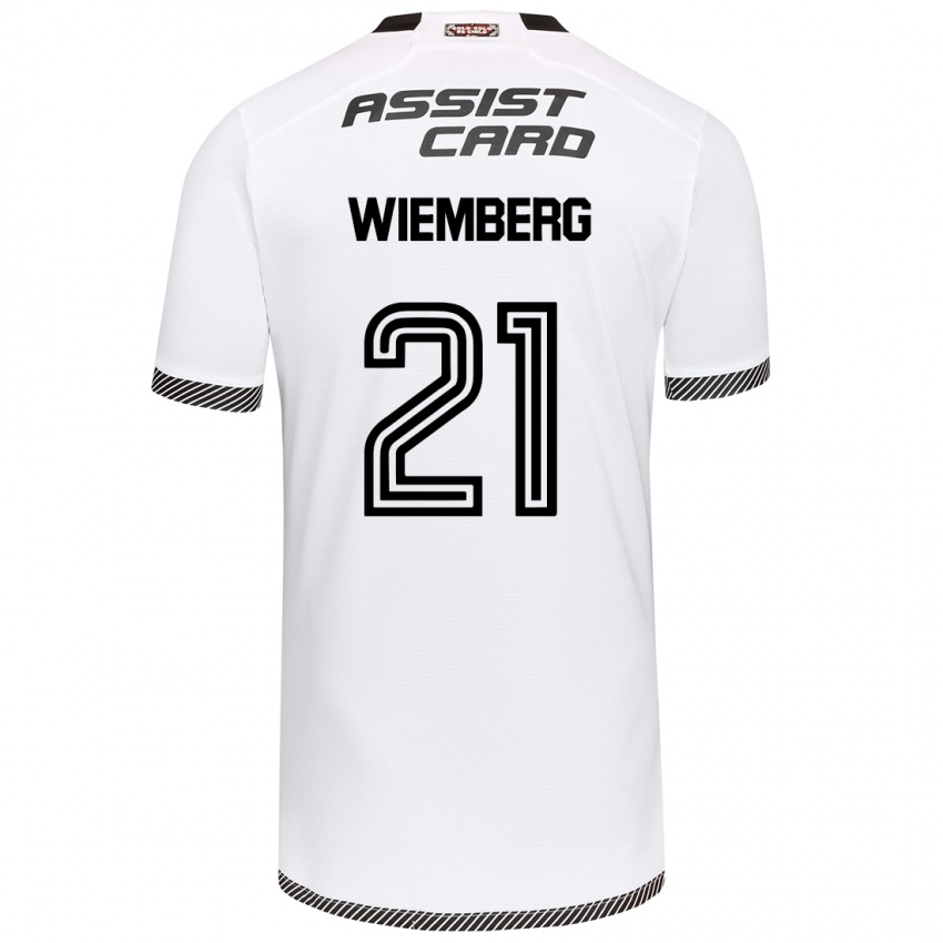 Niño Camiseta Erick Wiemberg #21 Blanco Negro 1ª Equipación 2024/25 La Camisa Chile