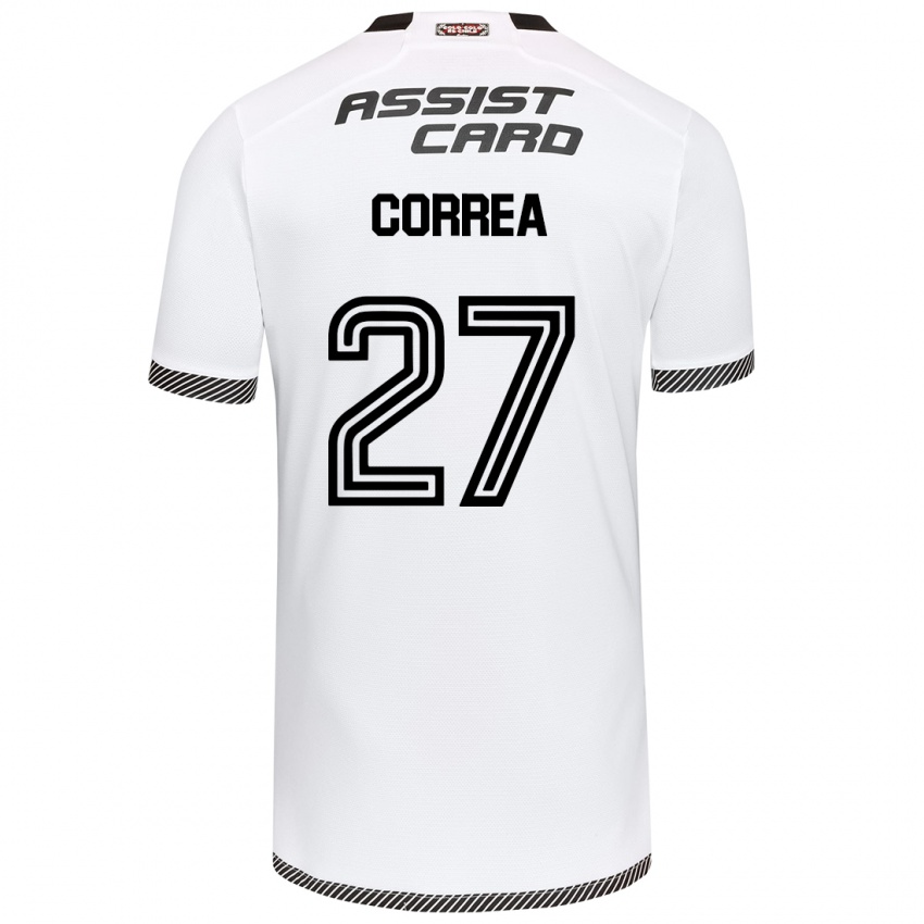 Niño Camiseta Javier Correa #27 Blanco Negro 1ª Equipación 2024/25 La Camisa Chile