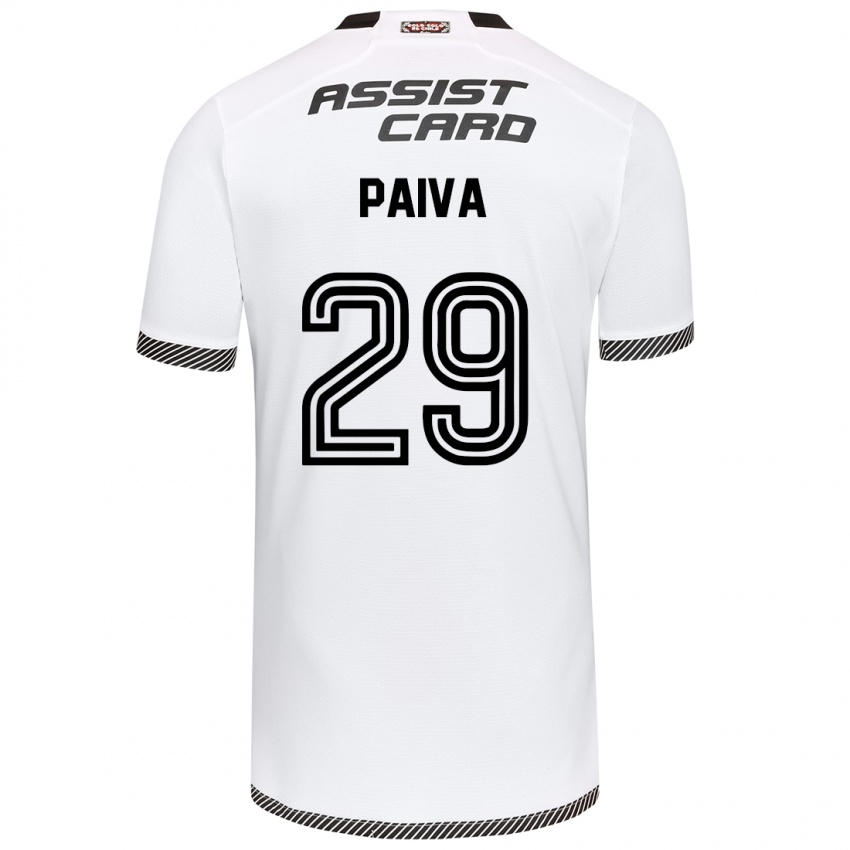 Niño Camiseta Guillermo Paiva #29 Blanco Negro 1ª Equipación 2024/25 La Camisa Chile