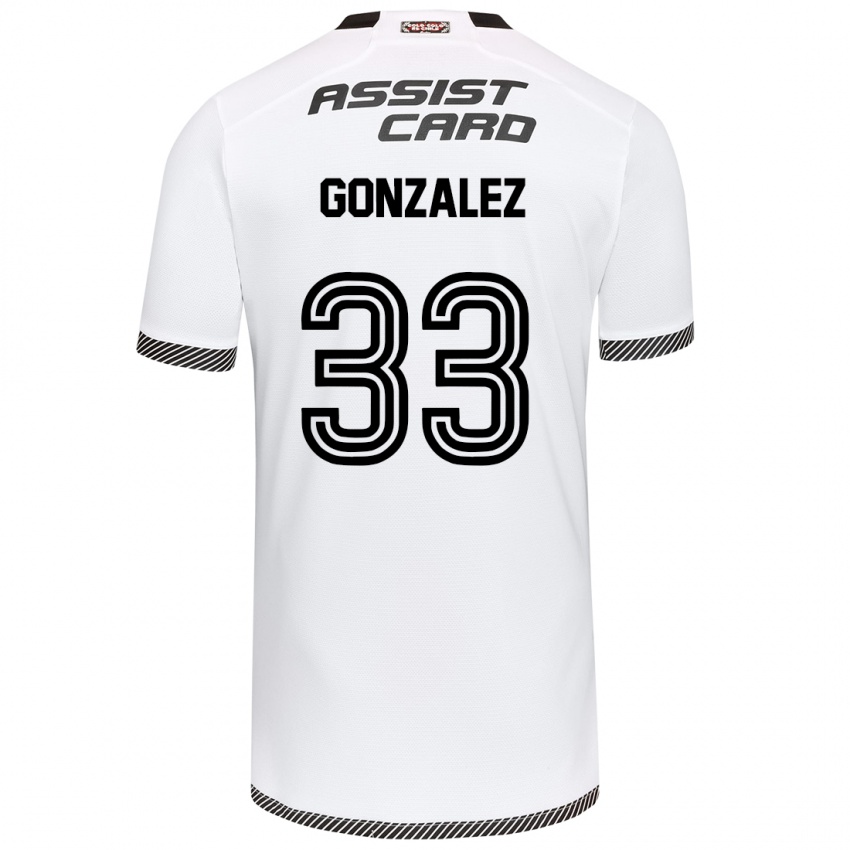 Niño Camiseta Ramiro González #33 Blanco Negro 1ª Equipación 2024/25 La Camisa Chile