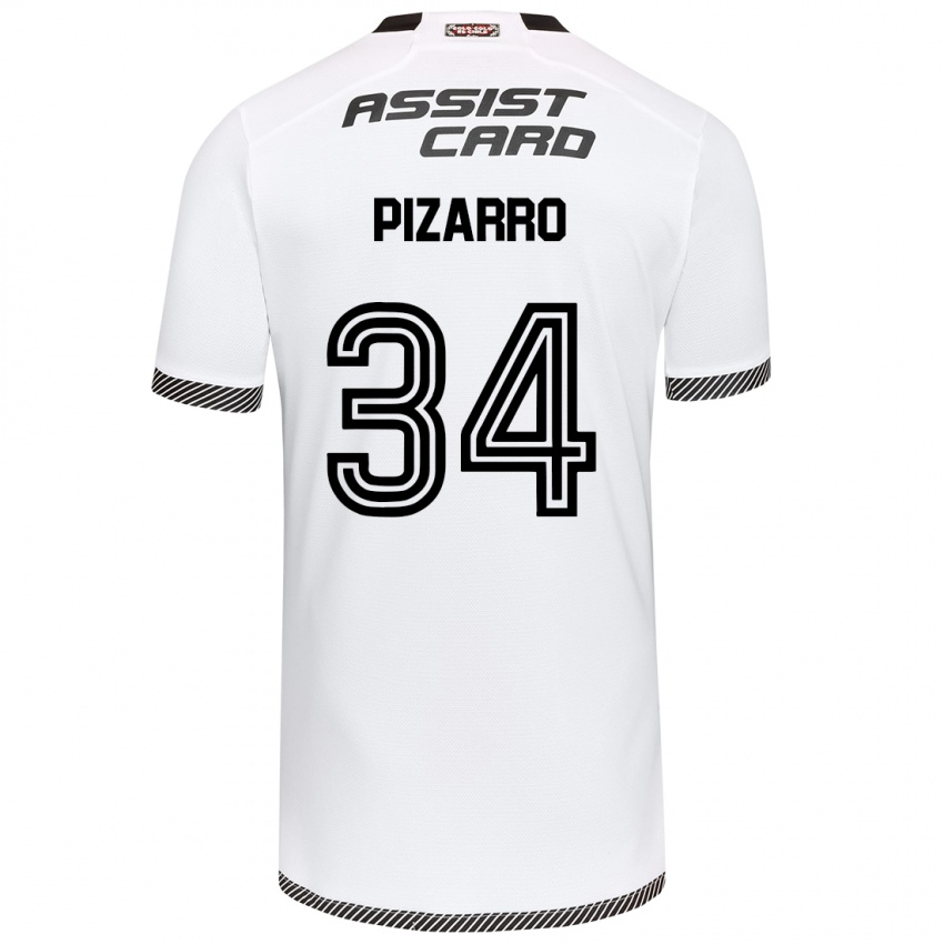 Niño Camiseta Vicente Pizarro #34 Blanco Negro 1ª Equipación 2024/25 La Camisa Chile