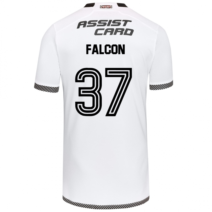 Niño Camiseta Maximiliano Falcón #37 Blanco Negro 1ª Equipación 2024/25 La Camisa Chile