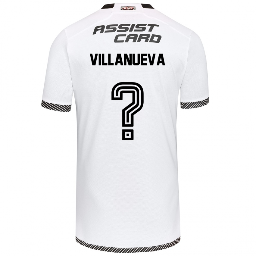 Niño Camiseta Eduardo Villanueva #0 Blanco Negro 1ª Equipación 2024/25 La Camisa Chile