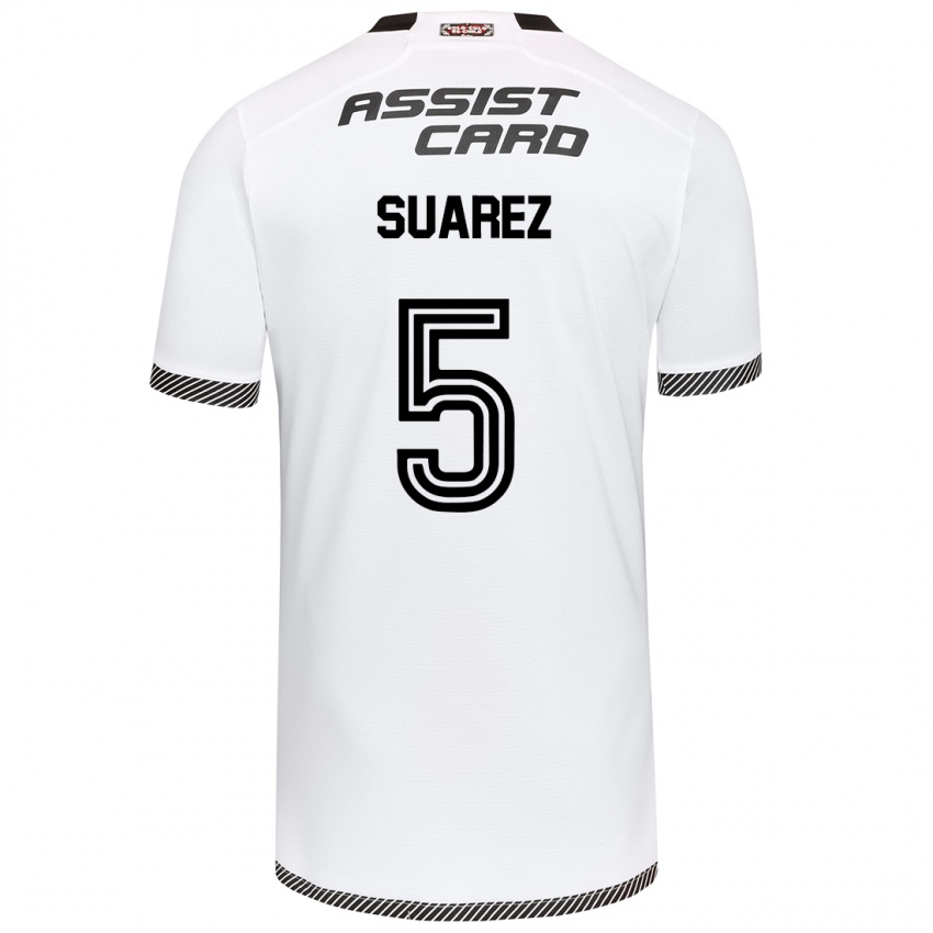 Niño Camiseta Nicolás Suarez #5 Blanco Negro 1ª Equipación 2024/25 La Camisa Chile