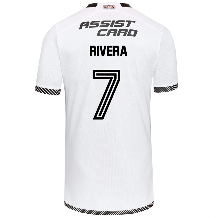 Niño Camiseta Francisco Rivera #7 Blanco Negro 1ª Equipación 2024/25 La Camisa Chile