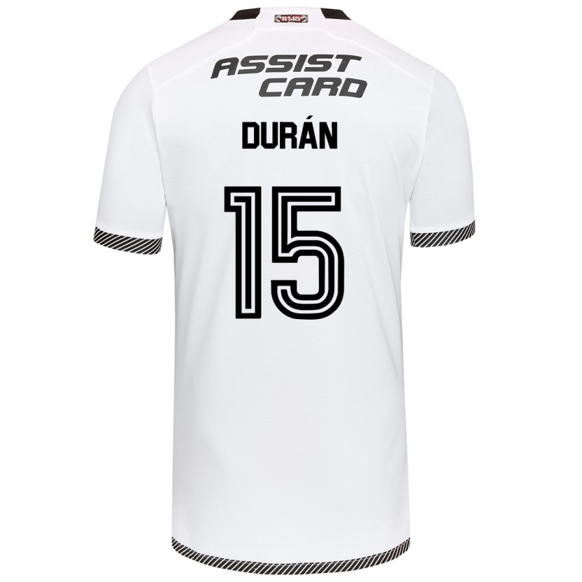 Niño Camiseta José Durán #15 Blanco Negro 1ª Equipación 2024/25 La Camisa Chile