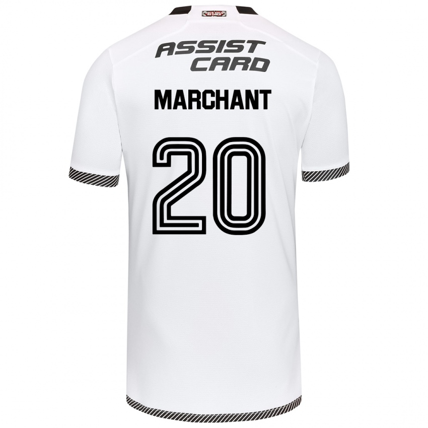 Niño Camiseta Francisco Marchant #20 Blanco Negro 1ª Equipación 2024/25 La Camisa Chile