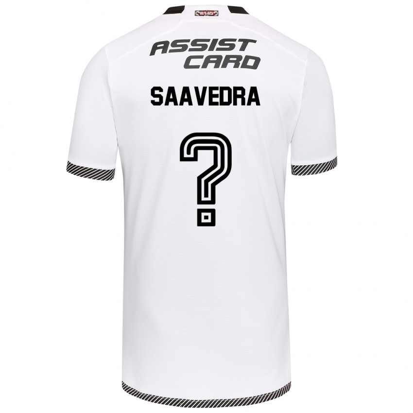 Niño Camiseta Danilo Saavedra #0 Blanco Negro 1ª Equipación 2024/25 La Camisa Chile