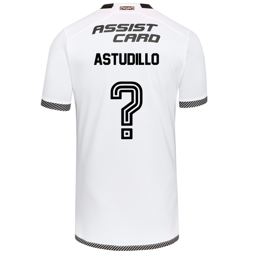 Niño Camiseta Jerall Astudillo #0 Blanco Negro 1ª Equipación 2024/25 La Camisa Chile