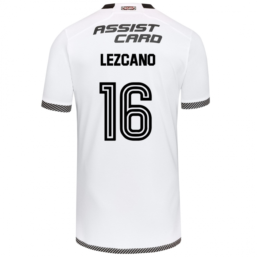 Niño Camiseta Darío Lezcano #16 Blanco Negro 1ª Equipación 2024/25 La Camisa Chile