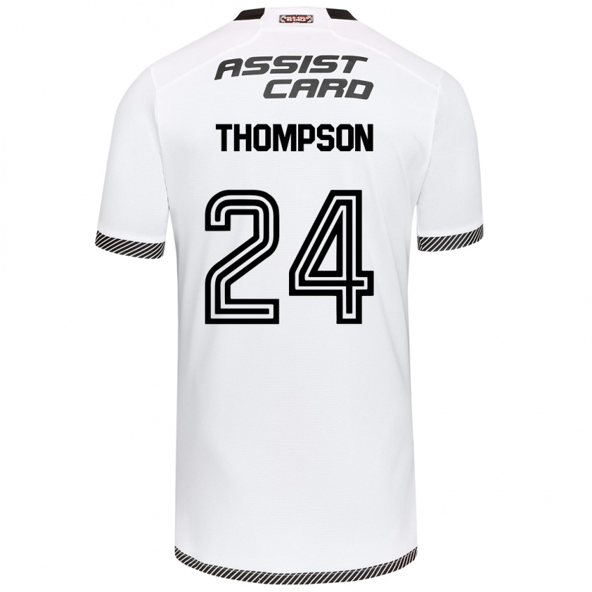 Niño Camiseta Jordhy Thompson #24 Blanco Negro 1ª Equipación 2024/25 La Camisa Chile