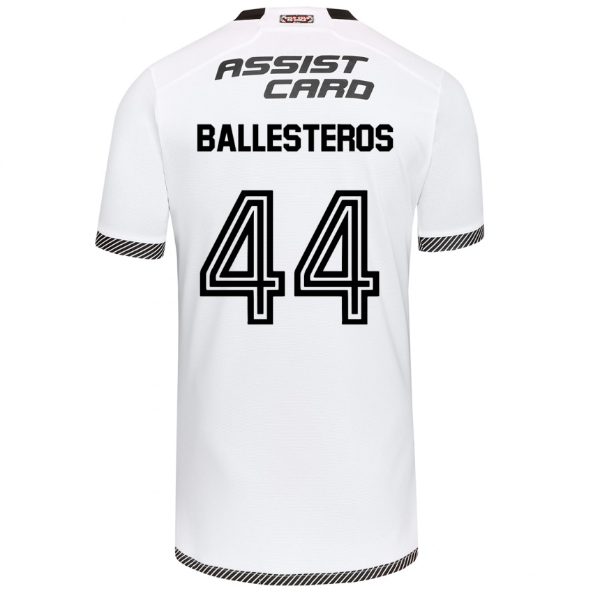 Niño Camiseta Martín Ballesteros #44 Blanco Negro 1ª Equipación 2024/25 La Camisa Chile